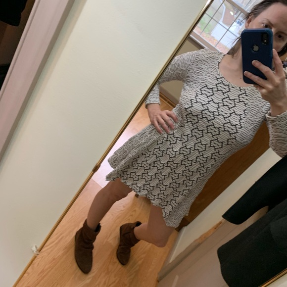 Tianello by Steve Barraza knit long sleeve mini dress asym hem black white XS - Picture 6 of 10